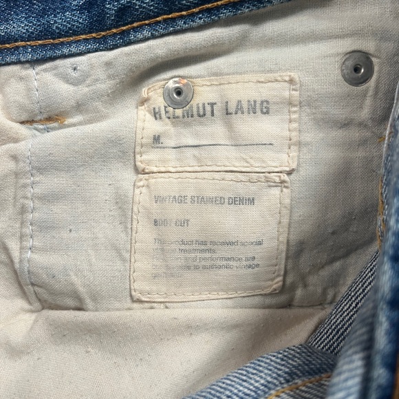Helmut Lang Vintage Stained Denim Boot Cut Button Fly Jeans - Picture 7 of 10